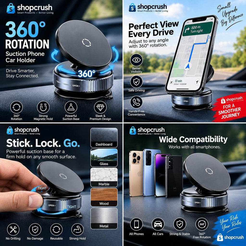 360° Rotating Car Dashboard Phone Holder