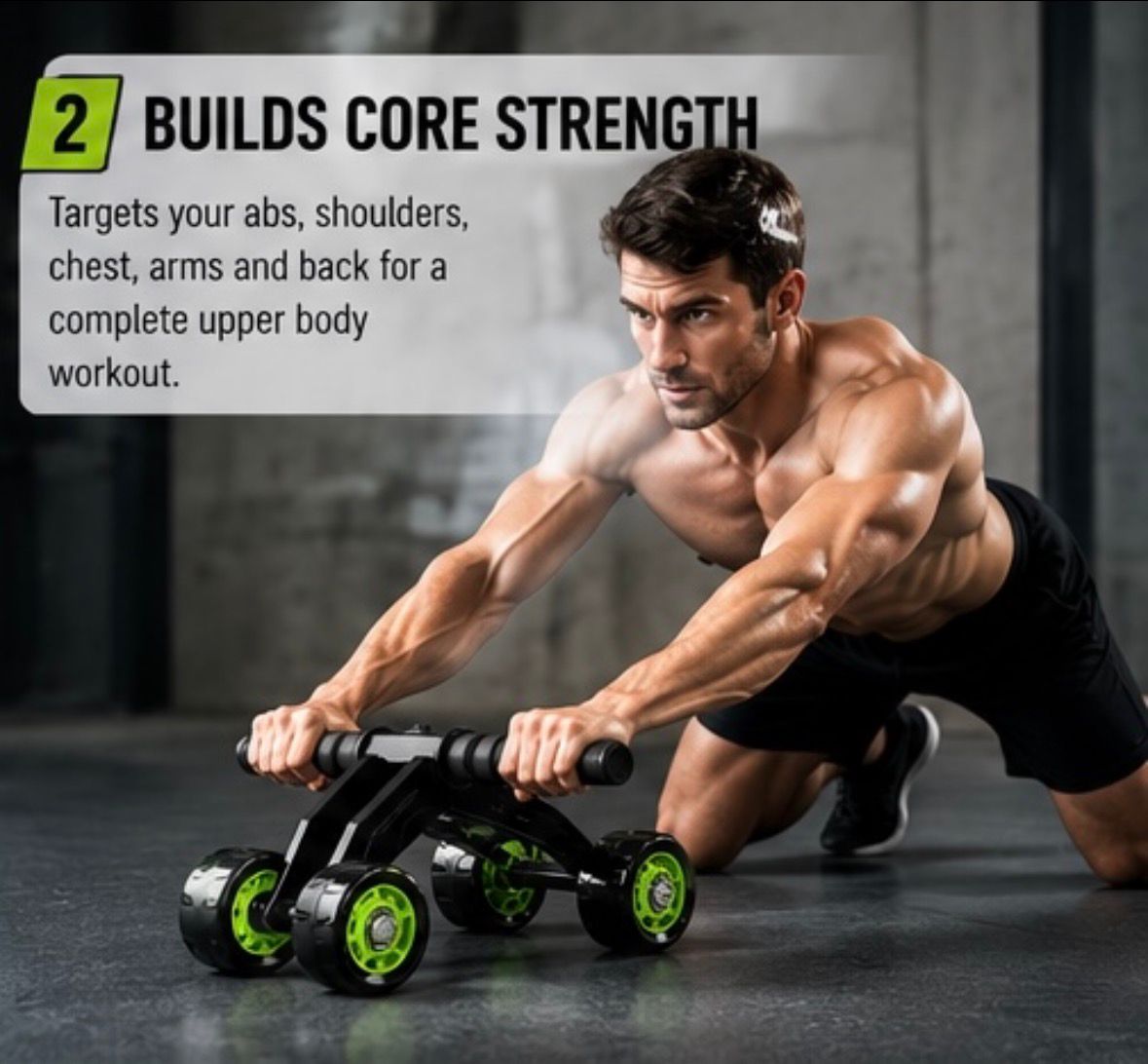 4-Wheel Ab Roller – Stable Core & Full Body Workout