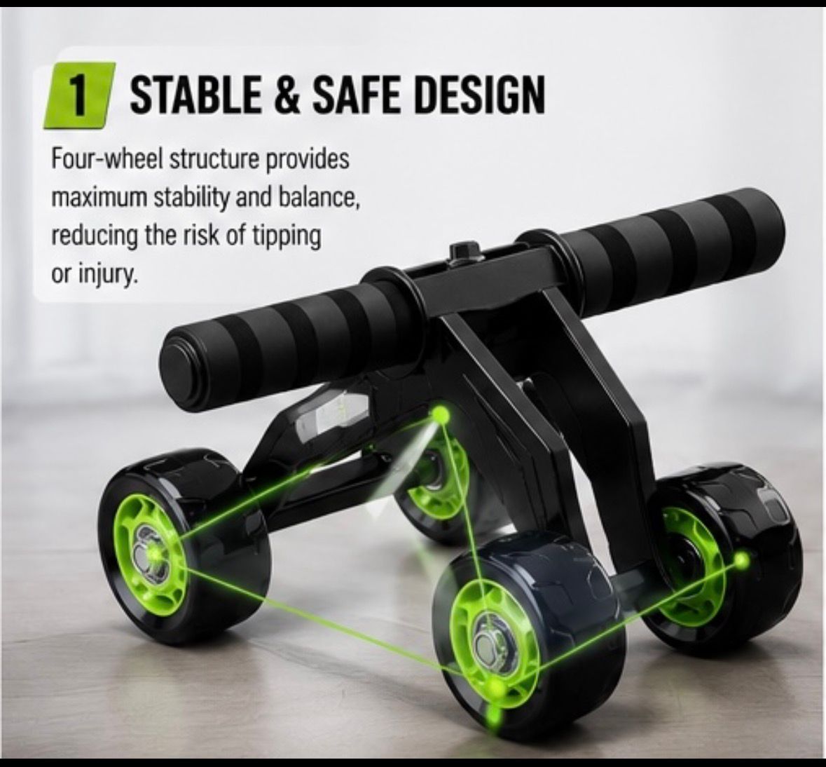 4-Wheel Ab Roller – Stable Core & Full Body Workout